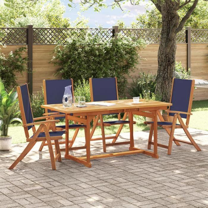 VidaXL Ensemble à manger de jardin 5pcs bois d'acacia solide textilène, ensemble à manger d'extérieur, meuble de salle à 3279310
