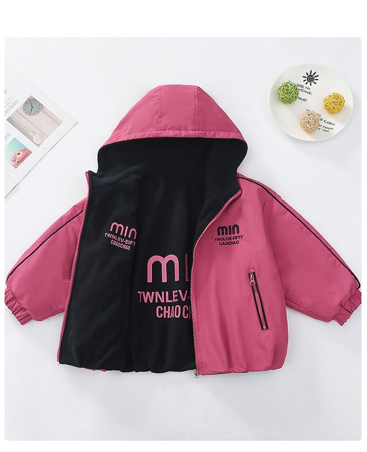 Girls' Reversible Fleece-Lined Hooded Windbreaker: 2026 Spring/Autumn Stylish Outerwear