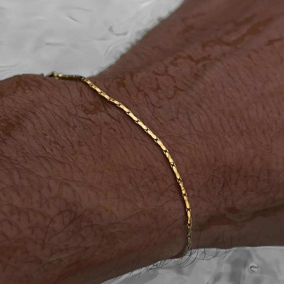 1.3MM Width Solid Chain Bracelets Unisex Minimalist Stainless Steel Thin Rolo Chains Jewelry On Wrist Waterproof Accessories