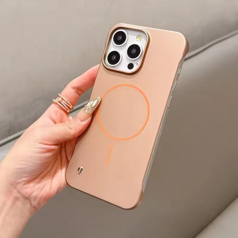 

Простой тонкий безрамный матовый беспроводной зарядный магнитный чехол Magsafe для iPhone 16 15 14 13 12 Pro Max противоударный жесткий чехол iPhone 16 Pro Max золотой