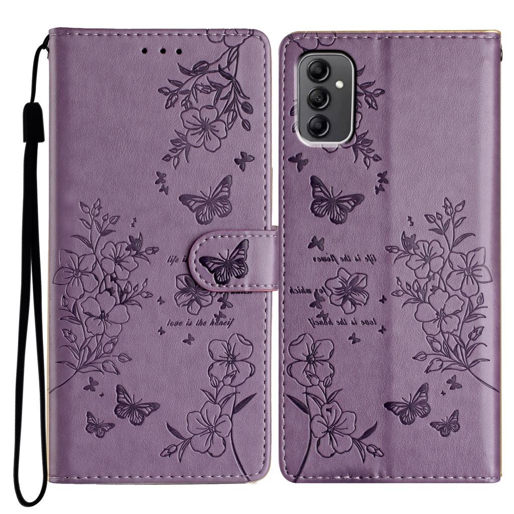 Für Samsung Galaxy A14 5G Handyhülle Schmetterling Floral Prägung Leder Flip Cover mit Brieftasche