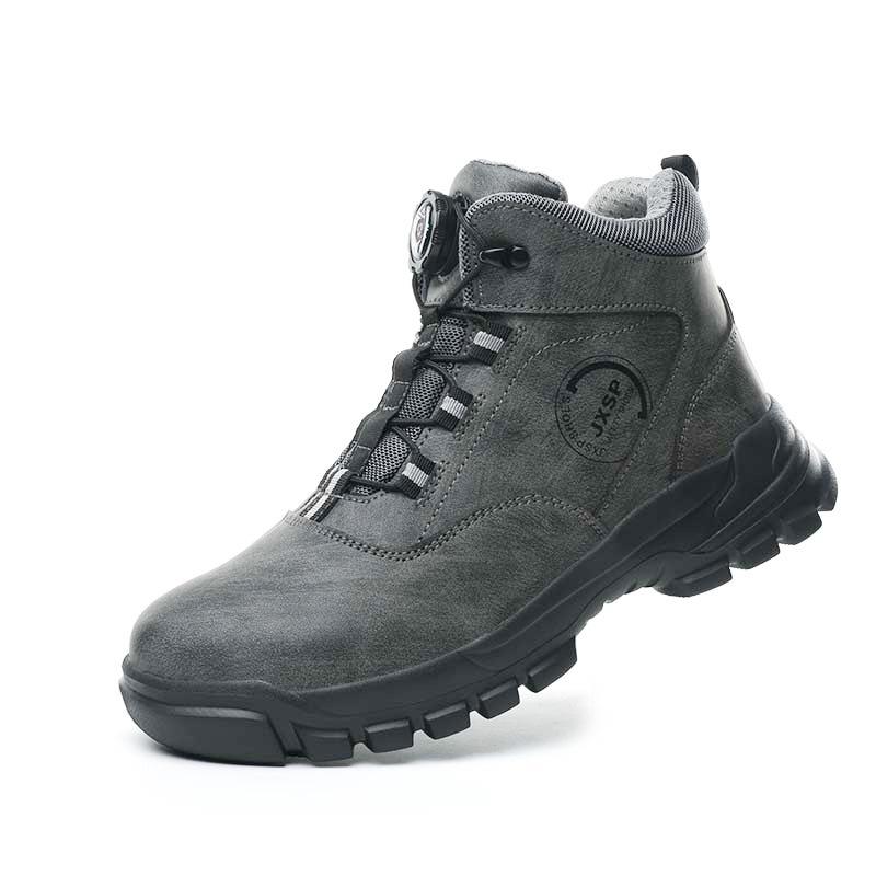 Fashion Steel Toe Work Boots for Men Waterproof Swivel Buckle Safety Shoes High Top Leather Safety Boots Man Winter Anti-slip Work Shoes