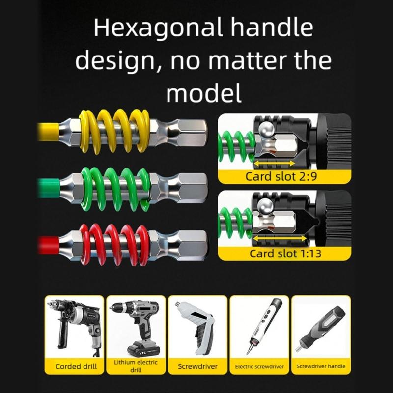 4Pcs High Hardness Alloy Steel Magnetic Spring Loaded Hexagonal Shank Screwdriver Bit For Electricians, Mechanics