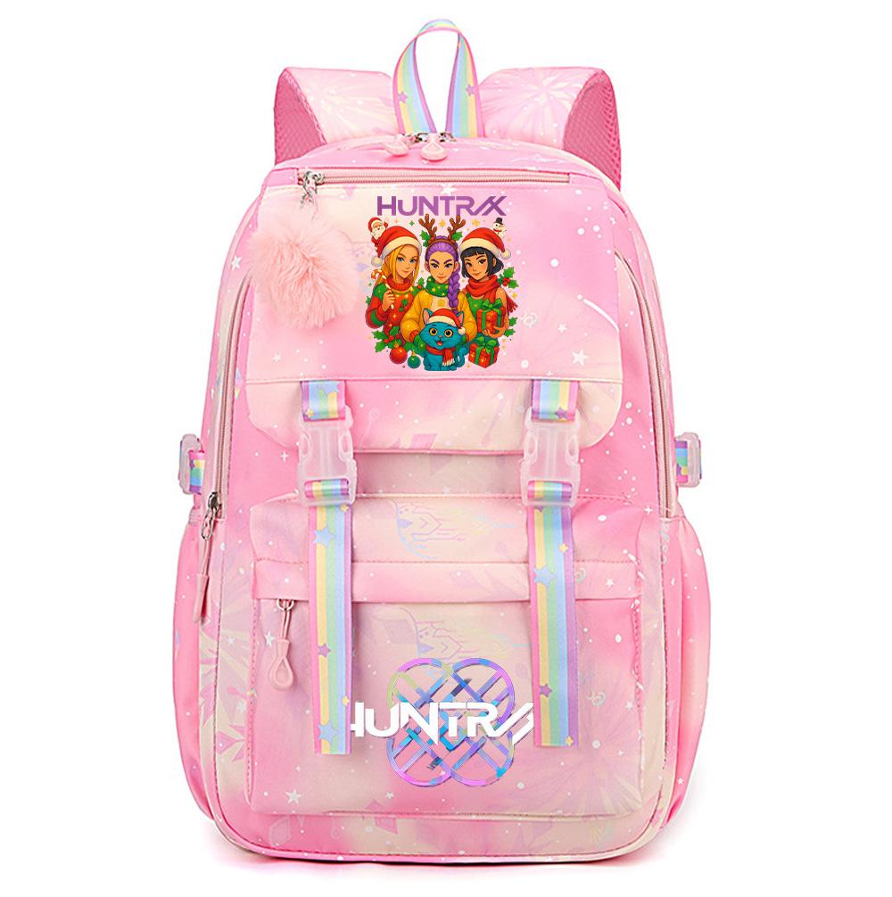 Cartoon Weihnachten KPop Dämonenjäger Bedruckter Rucksack mit großem Fassungsvermögen, wasserdicht, für Teenager, Schüler, Mädchen, Jungen, Schultasche, Bücherrucksack, Damen, wasserdichte Reisetasche