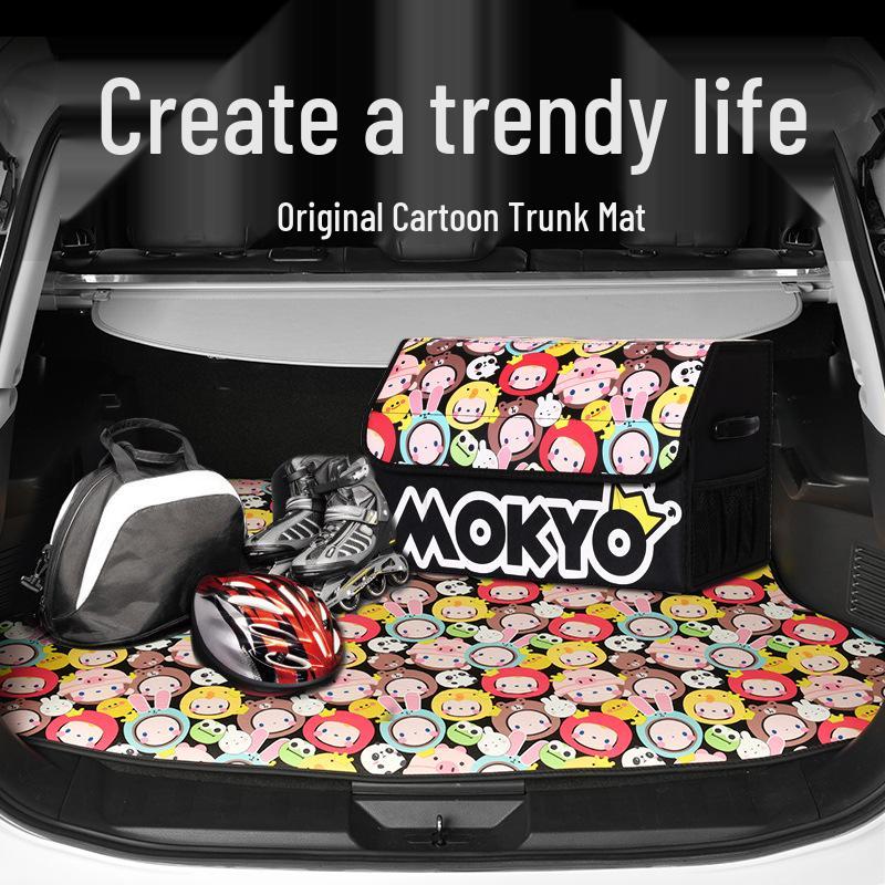 

OYBP Автомобильный коврик в багажник с изображением коронованной обезьяны, мультяшный аксессуар для интерьера хвостового отсека Red Crown Monkey Trunk Mat