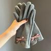 Winter Women Lovely Gloves Girl Fashion Wrist Bow Youth Students Full Finger Cycling Keep Warm Touch Screen Mittens Female