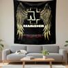 Rammstein Band Logo Goldene Engelsflügel Eisernes Kreuz Schwarzer Wandteppich Industrielles Metall Rock Dekor für Man Cave Garage Geschenk
