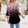 Women's Casual 3/4 Sleeve Tops Summer Square Neck T Shirts Ruffle Loose Fit Tunic Blouses