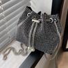 Borsa a tracolla a secchiello di lusso con strass e coulisse da donna alla moda Yogodlns