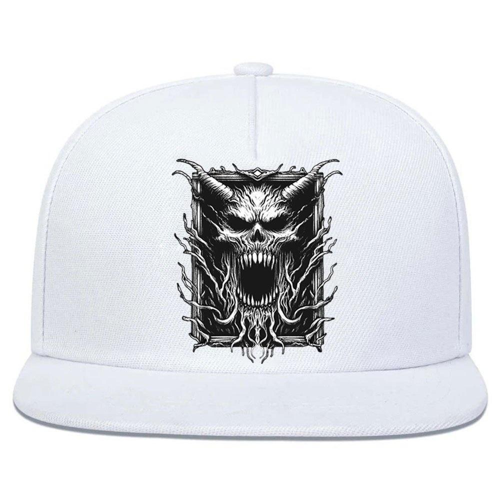 Gothic Demon Skull Graphic Snapback Baseball Cap Horror Monster Print Adjustable Street Style Hat Unisex