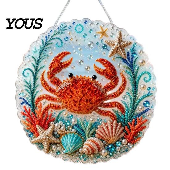 DIY Mosaic Craft for Adults Coastal Faux Pearl Painting Kit, Ocean Theme Art Stress Relief Creative Activity Sparkling Sea Animal Ornament