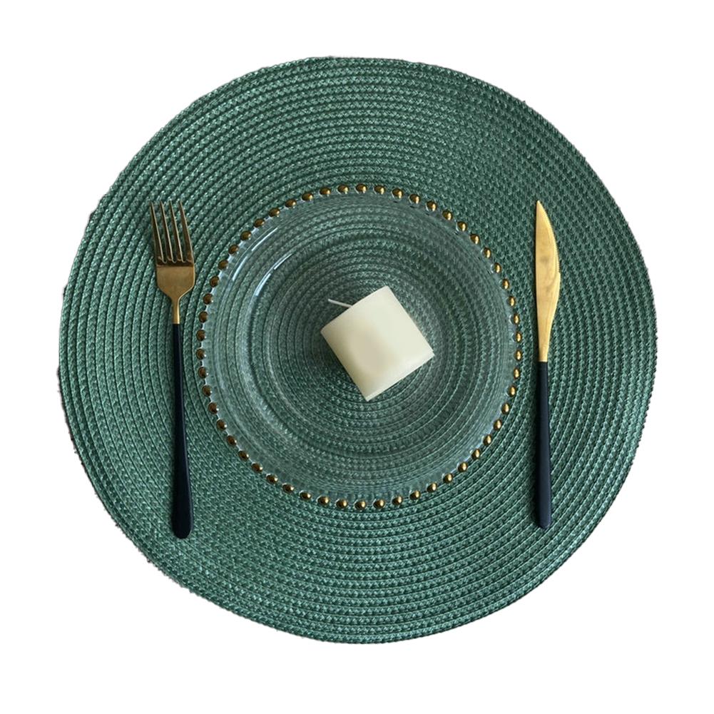 

Protective Round Placemats Made of Premium Woven Material Great Addition to Your Dining Setup for Any Occasion темно-зелений колір