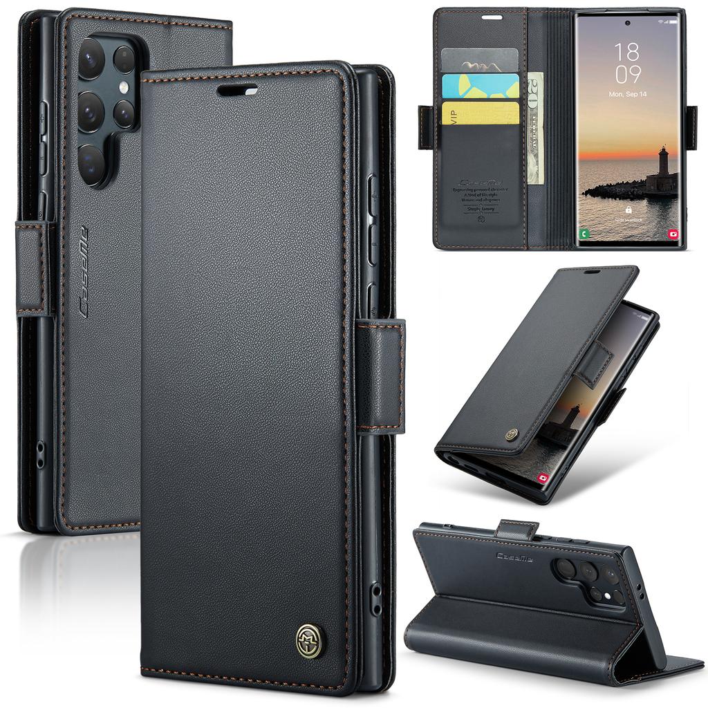 CaseMe RFID Blocking Wallet Case for Galaxy S24 Ultra S10 S20 S21 S22 S23 S25 Card Holder Magnetic Clasp Leather Book Folio Case