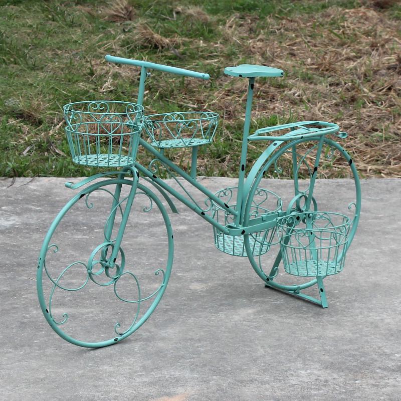 Elegant European Wrought Iron Multi-Layer Balcony & Garden Bicycle Plant Stand