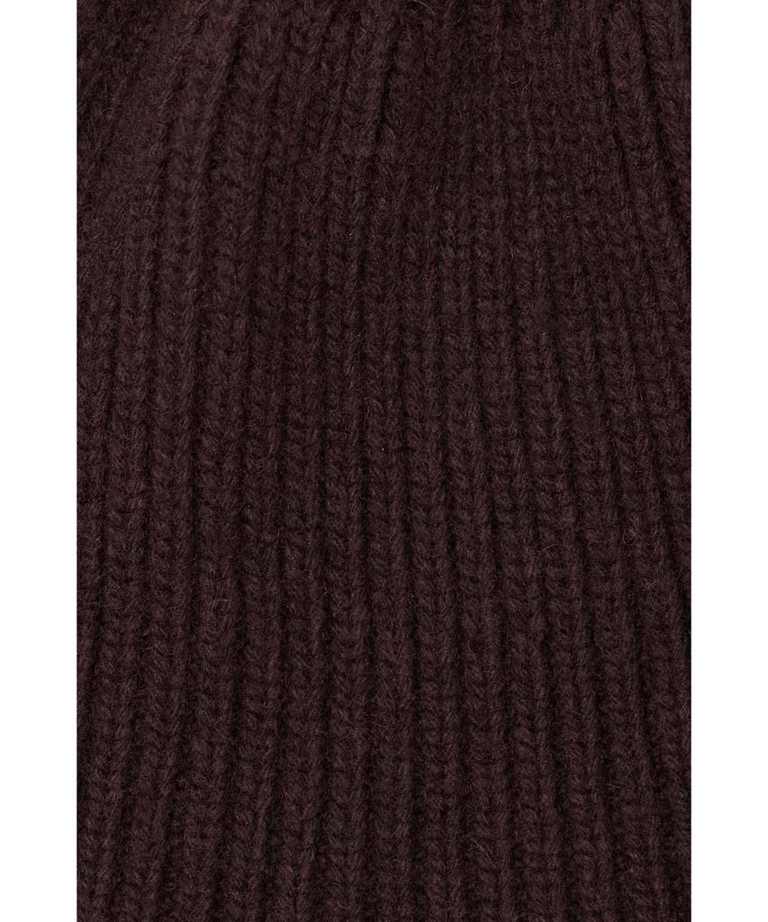 YOUTH Leather Trim Knit Beanie - Brown