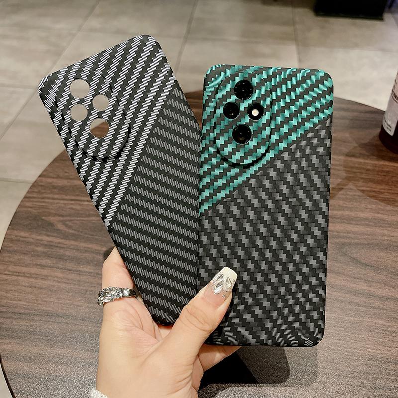 Husă pentru Honor 200 5G Textură Fibră de Carbon Rezistentă la Căderi PC Dur Acoperire Telefon