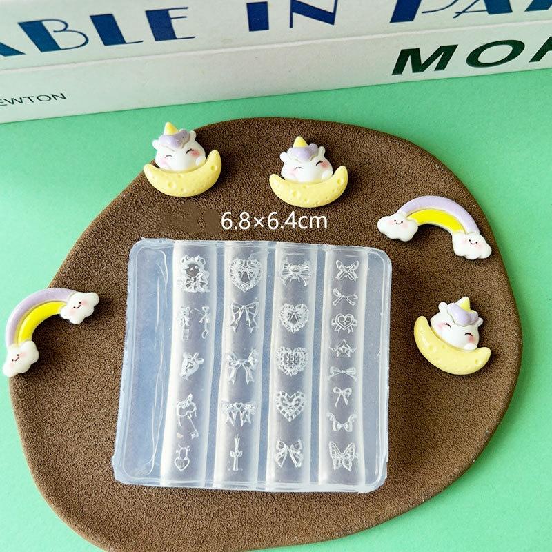 Sweet Bowknot 3D Silicone Nail Mold Heart Nails Templates Diy Nail Art Decoration Stamping Plates Manicure Design Tools