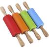 W Mini Rolling Pin, Kids Rolling Pins Wooden Handle Non-stick Silicone Rolling Pins Pastry Brushes Dough