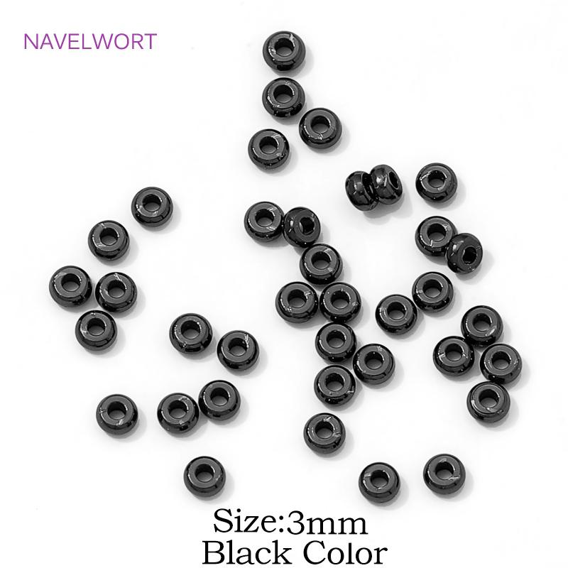 

Black Color Flat Spacer Beads For Bracelet Making,Separators For Beads,Brass Round Loose Beads,DIY Jewelry Making Accessories 50 Pieces