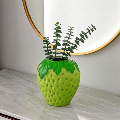 Yousheng Strawberry Vase, Cute Fruit Shaped Decorative Flower Vase, Indoor Hydroponic Planter for Home Kitchen Bathroom Office