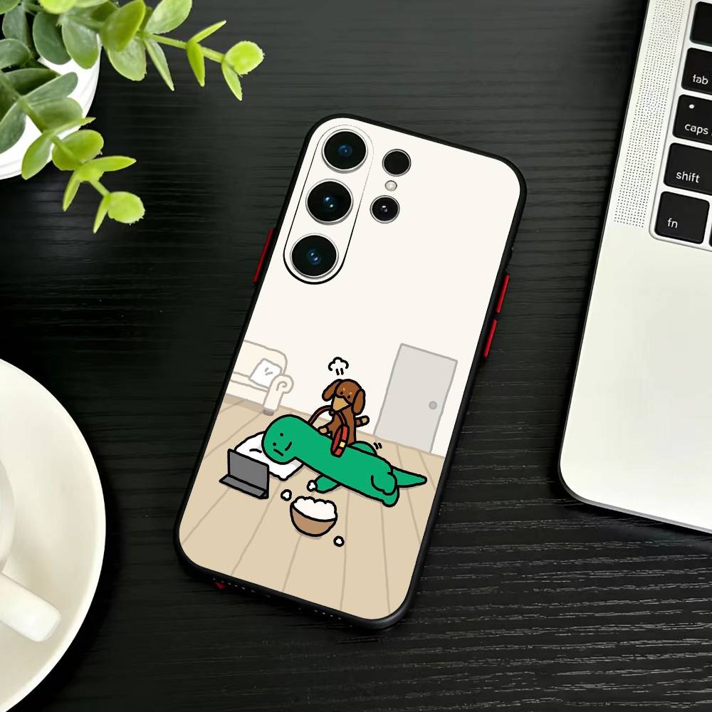 

JOGUMAN Studio Dinosaur Cut Phone Case For Samsung S26,S25,S24,S23,S22,S21,S20,Ultra,Plus,FE Black Soft Cover Samsung S26ULTRA