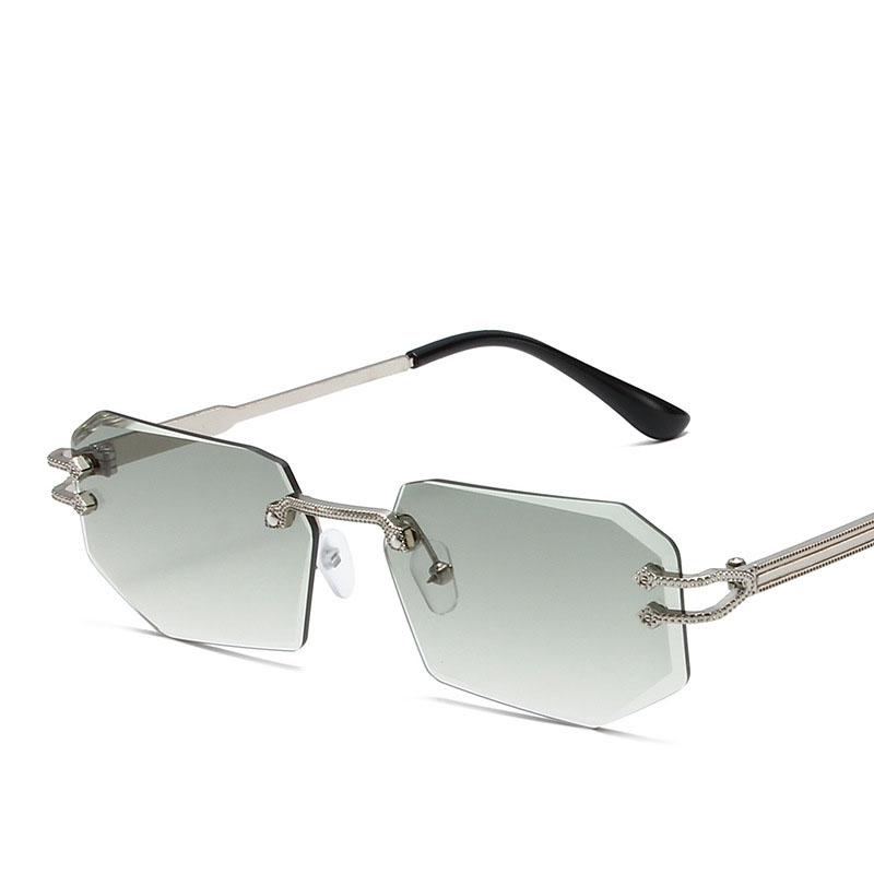 Irregular Rimless Square Vintage Popular Sunglasses Women For Men Luxury Brand Designer Sun Glasses Punk Metal Shades Uv400
