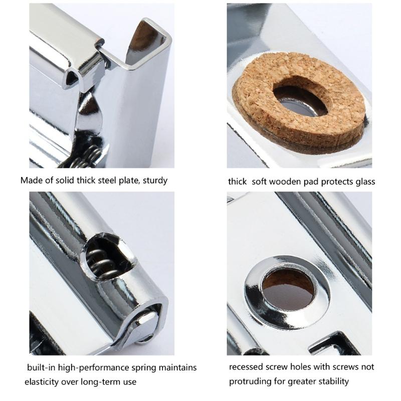 4pcs Iron Mirror Holders with Cork Padding For Wall Mounted Glass Adjustable Spring Clamp Holder