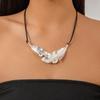 Personalized Design Feather Leather Wax Thread Necklace, Niche Fashion Alloy Collarbone Necklace for Women