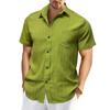 Men'S Fashion Collar Solid Color Shirt Casual Short Sleeved Top