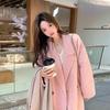 2025 New Pink Women's Double-Faced Wool Coat - Korean Style, Mid-Length for Autumn/Winter