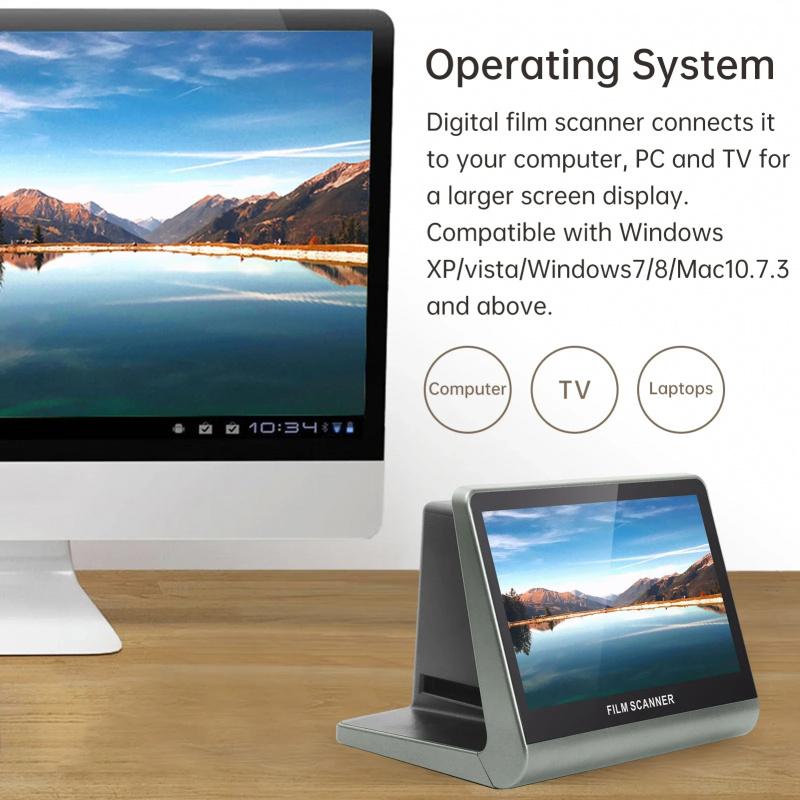 Film And Slide Scanner 7'' LCD Screen For 135 Film(36*24mm)/126KPK /110 Film16GB Support APP 48W Pixels Displa