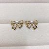 SHDIYAYUN 18K Gold-plated Micro Inlaid Zircon Bow Earrings Natural Freshwater Pearl Stud Earrings for Women