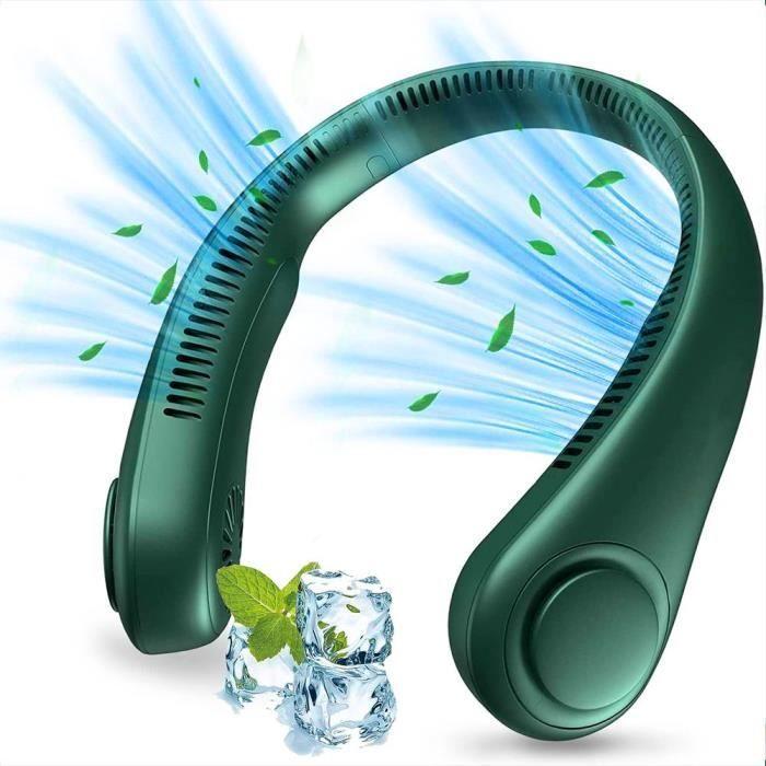 Silent Neck Fan - BOOLING - Mini Portable Rechargeable 4000 mAh - 3 Speeds - Green