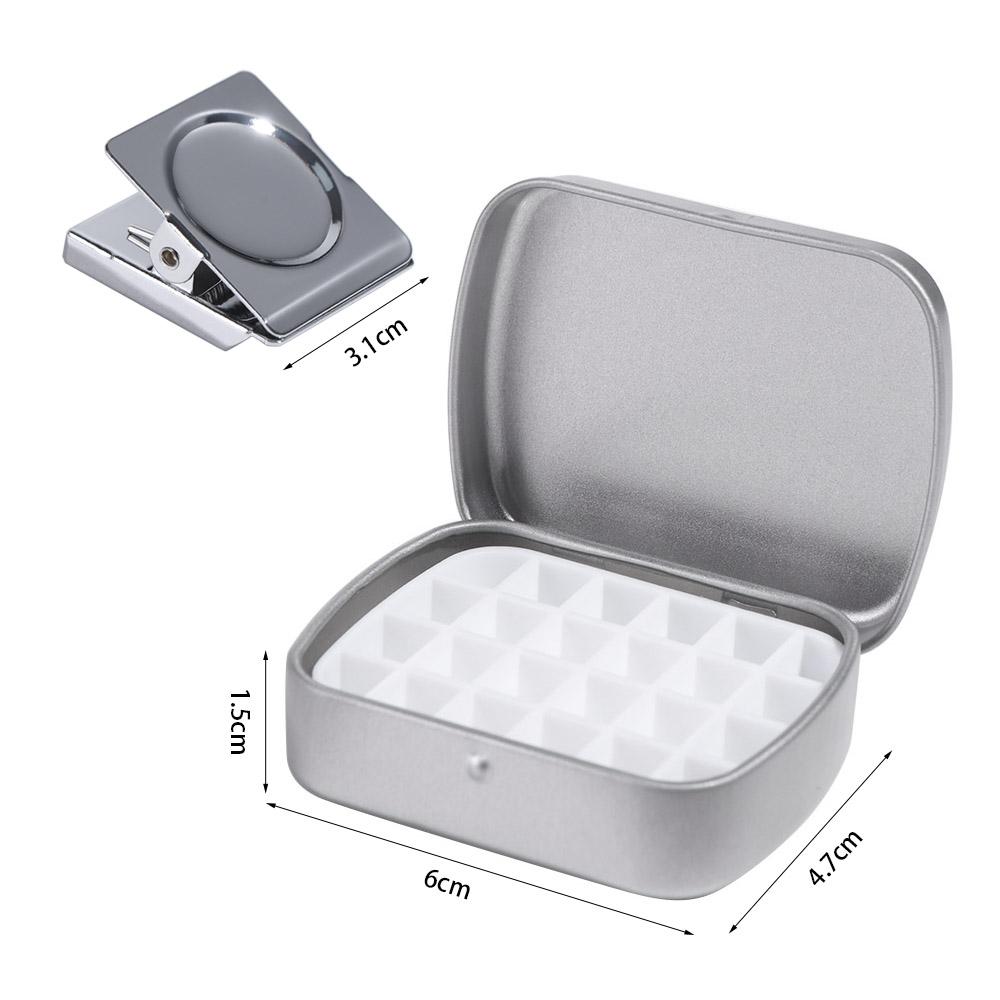 Portable 12/24 Grids Watercolor Box Iron Paint Pigment Box With Clip Art Supplies