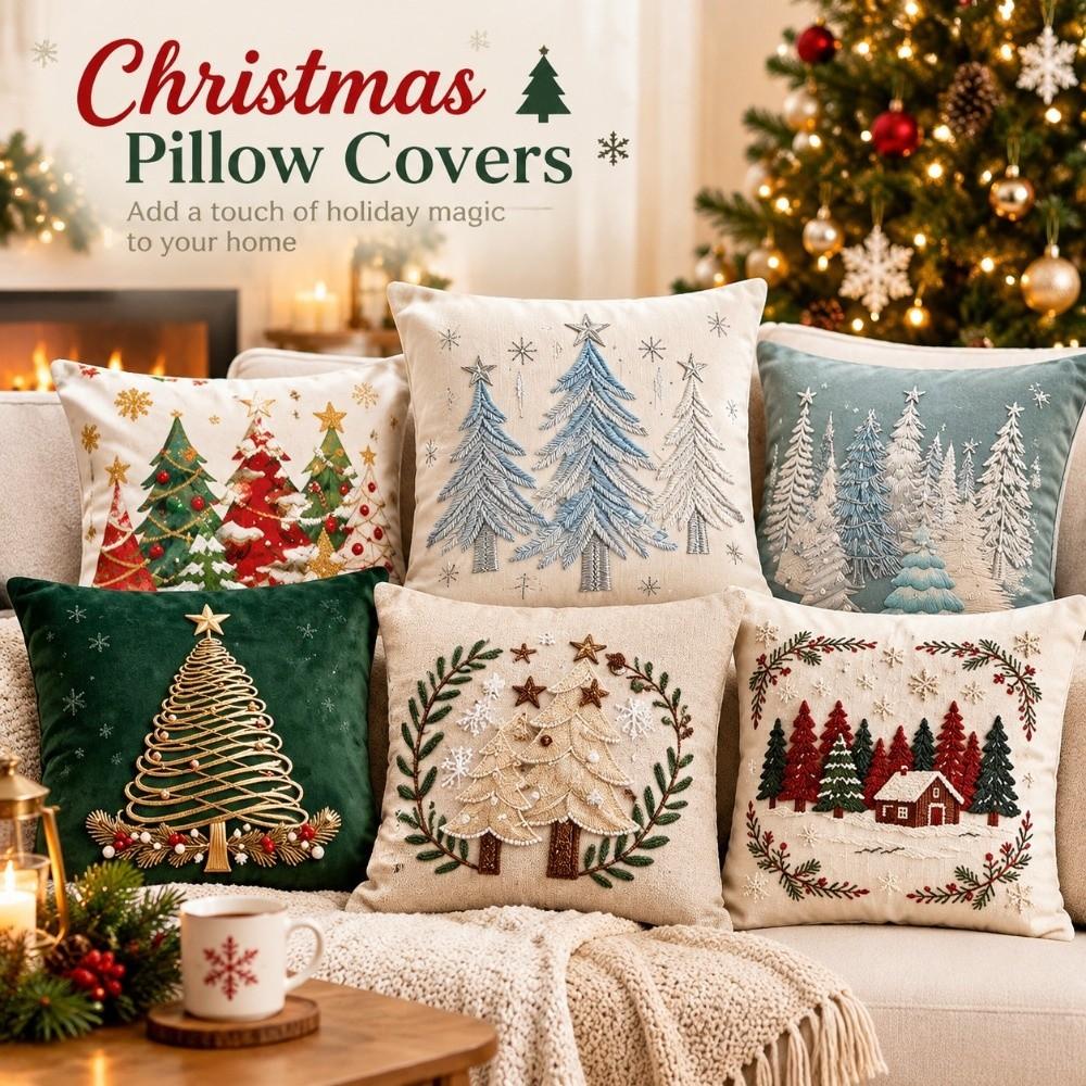 Santa Claus Christmas Pillow Cover Cartoon Print Throw Pillow Case New Cushion Cover  Holiday