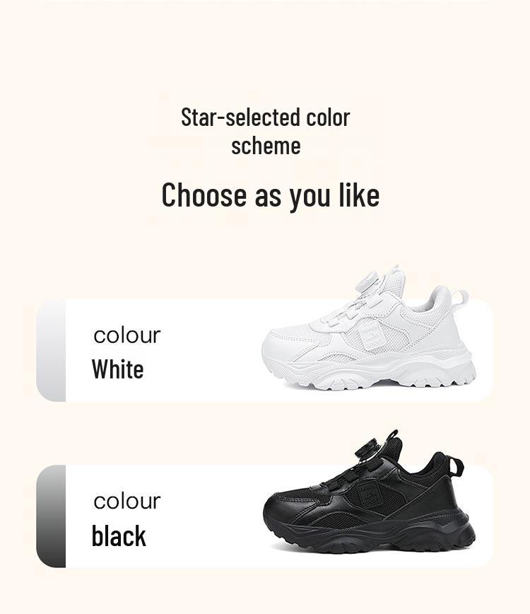 Breathable White Mesh Running Shoes for Primary School Boys and Girls