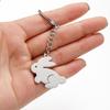 Zodiac Rabbit Pendant Stainless Steel Keychain - Cute Animal Backpack Charm