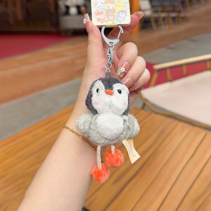 Penguins Rabbits Ducks Bears Cats Animal Pulling The Feet Plush Keychain Gift