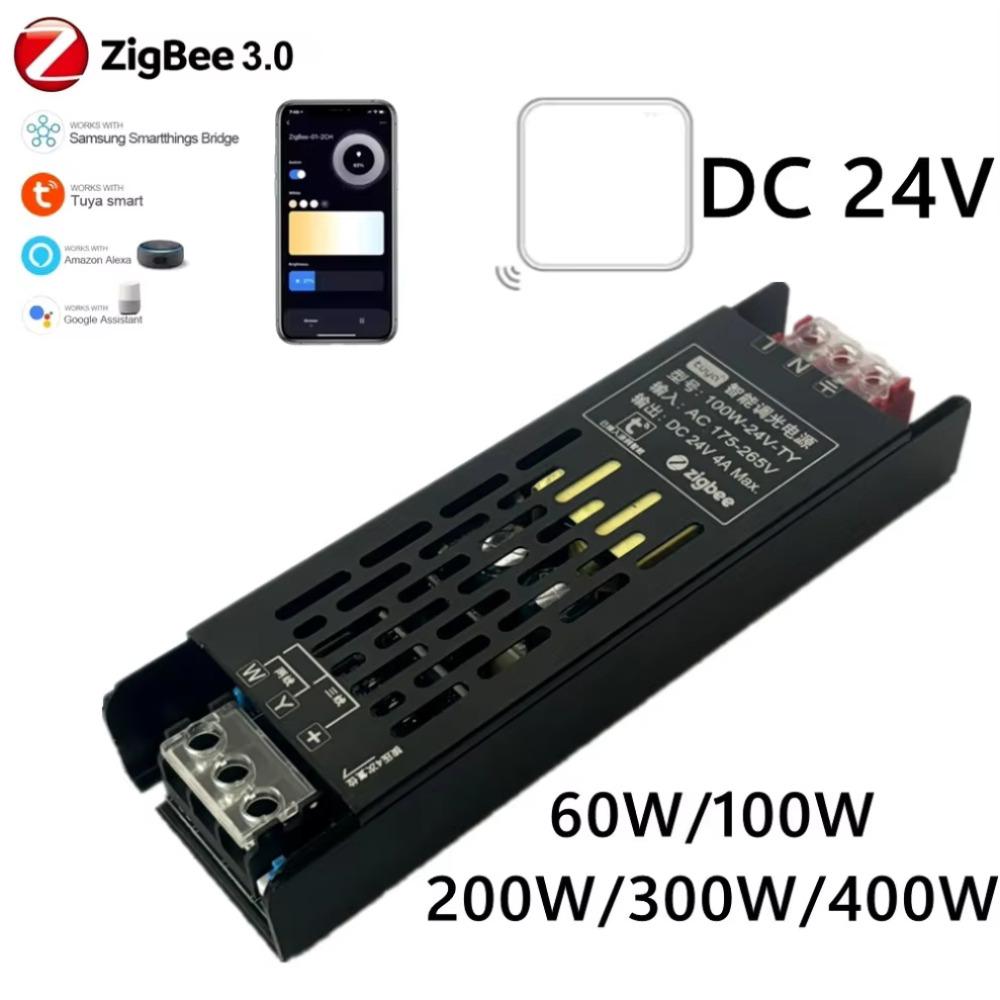 

DC 24V LED Power Supply Dimmer Transformer AC175-265V Tuya Zigbee3.0 Support Alexa Gooogle Voice APP Control For CCT LED Strip 60W