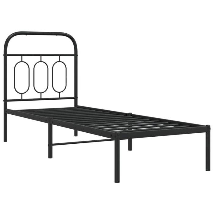 VidaXL Cadre de lit métal sans matelas avec tête de lit noir 75x190 cm 377107
