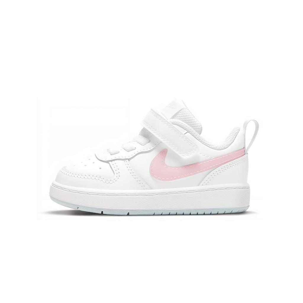 Nike Court Borough 2 MWH Slip Resistant Cushioning Abrasion Resistant Breathable Low top Toddler Shoes White Pink Blue DD3021-100