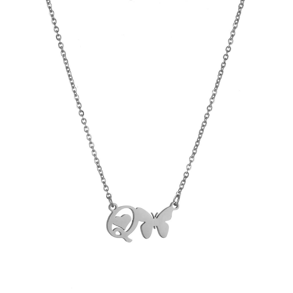 Stainless Steel Non-fading Women's Trendy Butterfly Letter Necklace