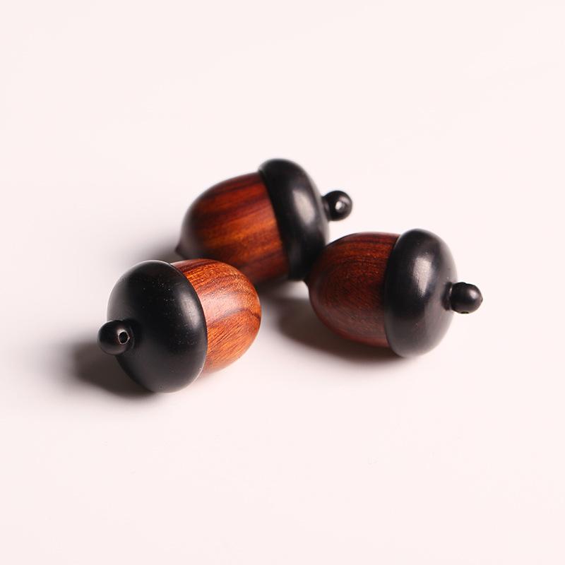 1pc Wooden Mini Acorn Pendants, Ebony Nut Box Charms, Detachable Keychain And Car Decoration