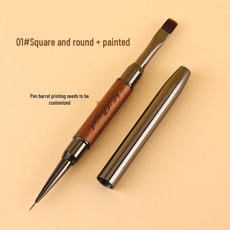Little Red Book Sandalwood Double-Ended Nail Art Gel Pen (Square, Round, Long Line Brush)