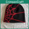 Hip Hop Inspired Knit Cap With Spider Web Embroidery Design For Casual Wear