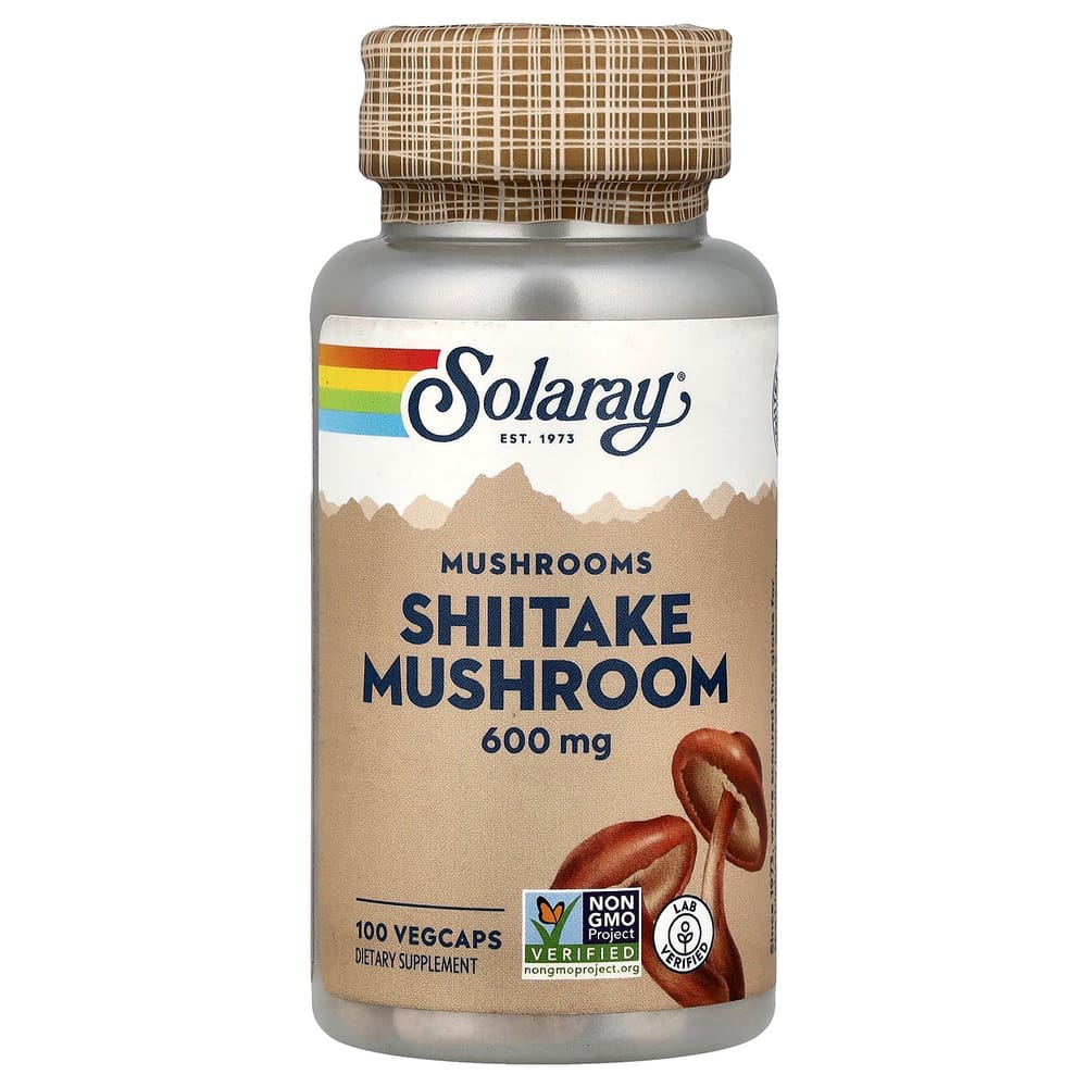 Solaray Shiitake Mushroom 600mg Veggie Capsules, 100 Count