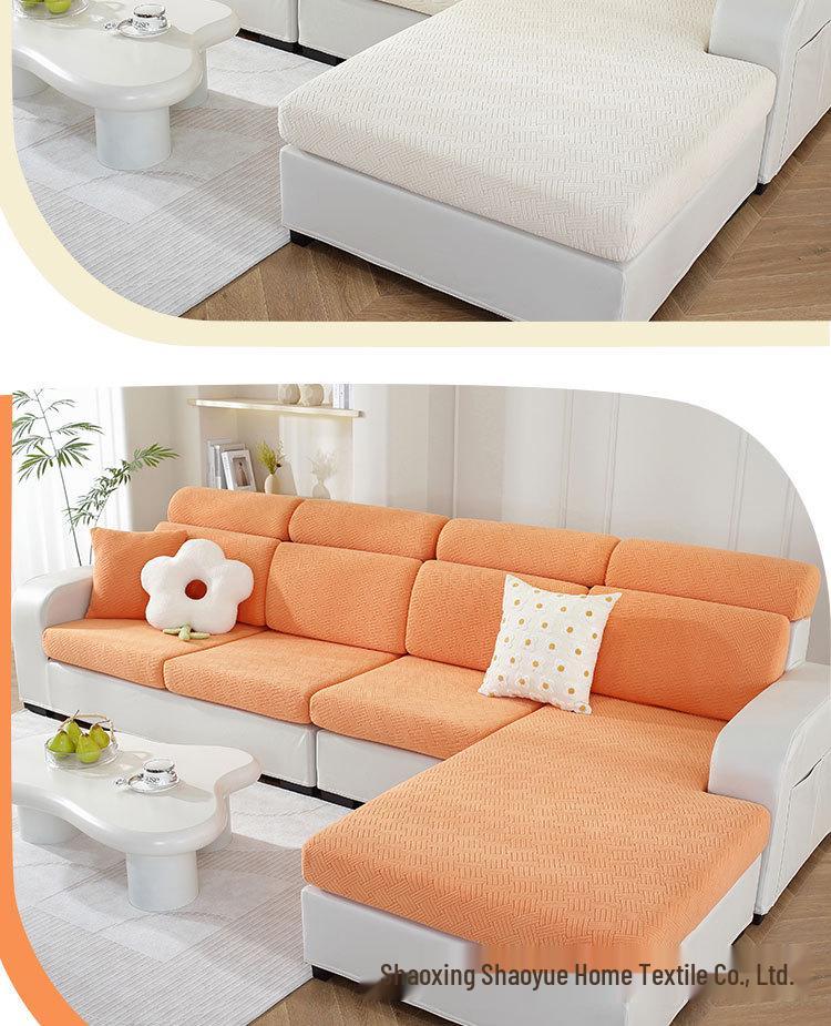 Universal Non-Slip Stretch Sofa Cover - Solid Color, All-Season Full Wrap Cushion Protector