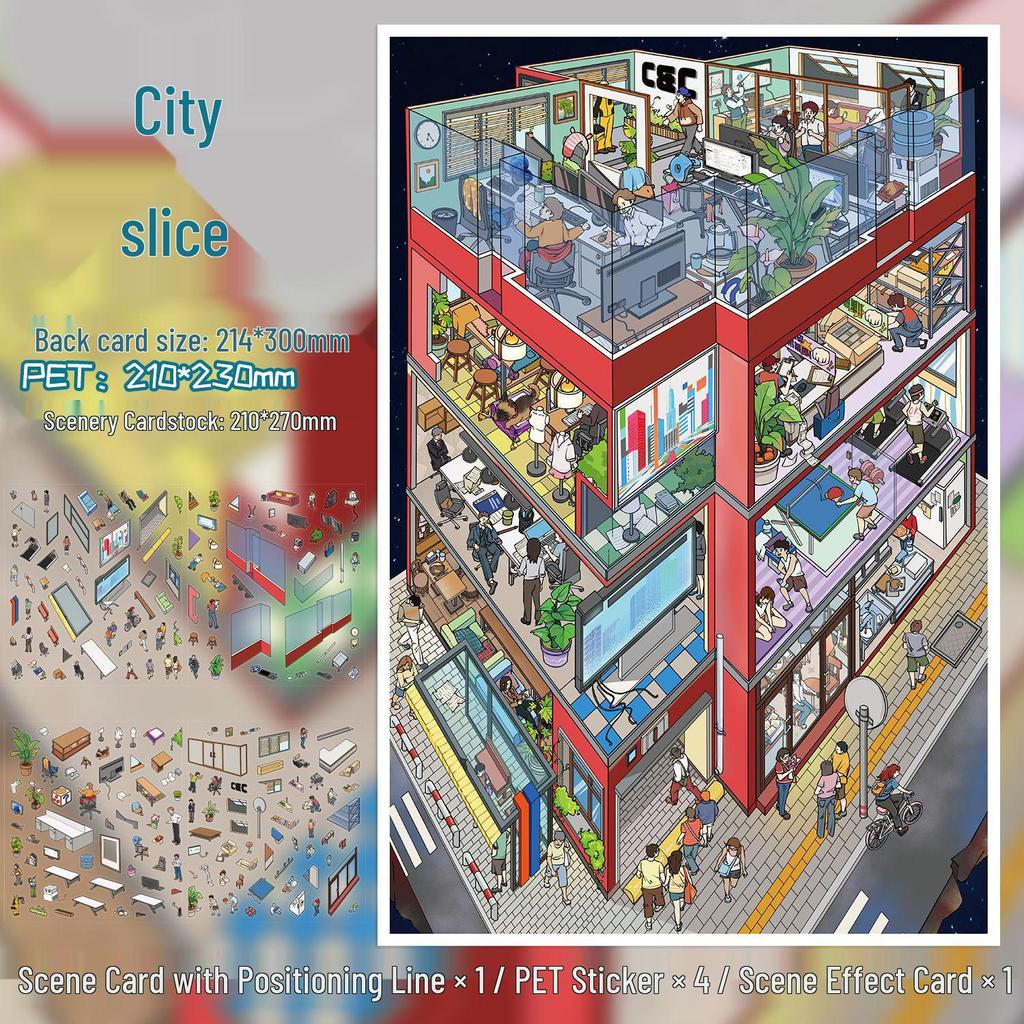 3D Large-Scale Scenery Sticker: DIY Visual Stacking Miniature Scene, No Cutting Needed