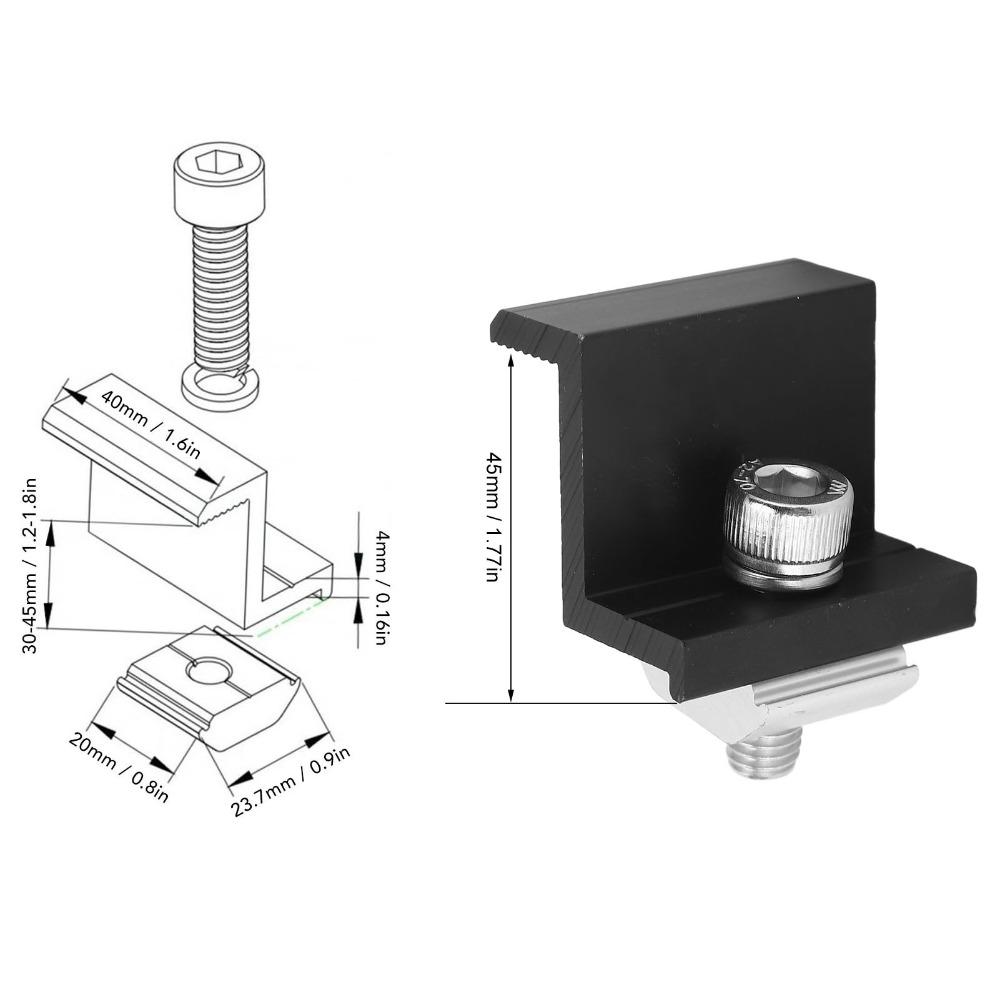 12pcs Lightweight Solar Panel End Clamp Practical Photovoltaic Z Bracket For Off-Grid System