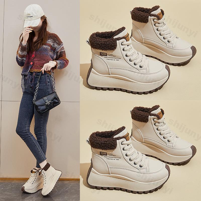 Women Thick-soled High-top Casual Sport Shoes 2026 Winter New Warm Cotton Ankle Boot Plush Anti Slip Cold-proof Outdoor Sneakers
